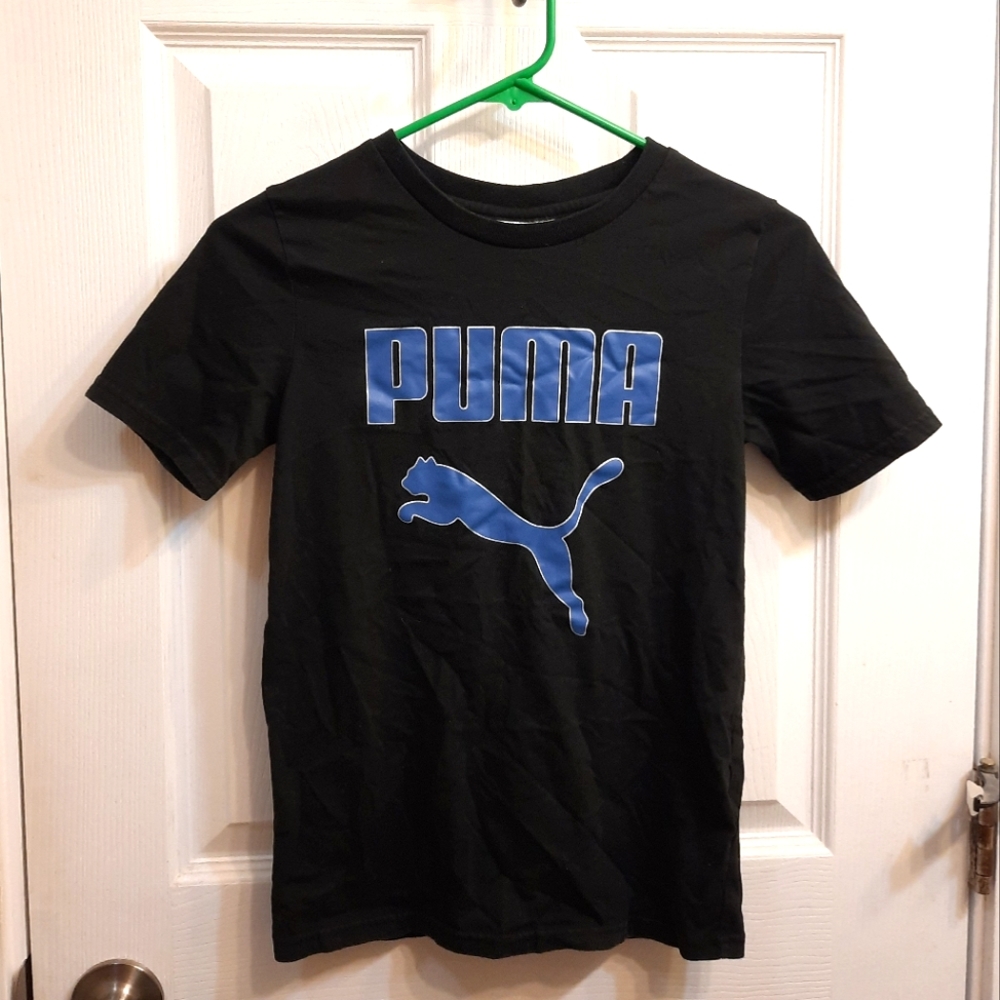 Youth PUMA Black Blue Logo Tee